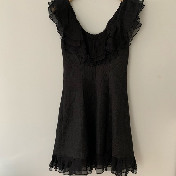 Rachel Zoe Black Kiki Ruffle Dress Sz 8 - Picture 2 of 6